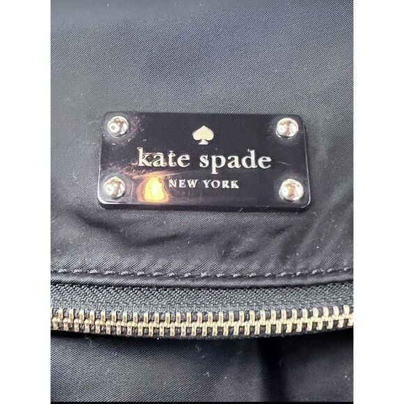 Kate Spade NY Black Nylon Purse Patent Leather Straps Carmen Fold Over Bag - Picture 3 of 16